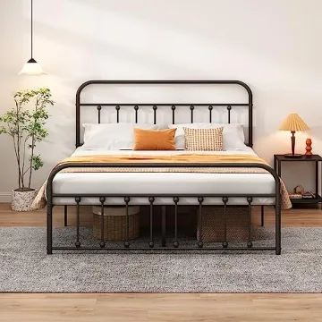 Closadin Classic Metal Platform Bed Frame with Headboard and Footboard