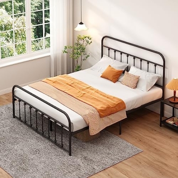 Closadin Classic Metal Platform Bed Frame with Headboard and Footboard