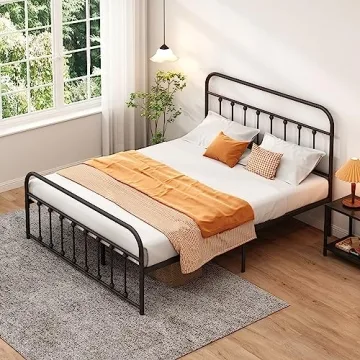 Closadin Classic Metal Platform Bed Frame with Headboard and Footboard
