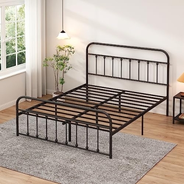 Closadin Classic Metal Platform Bed Frame with Headboard and Footboard