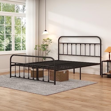 Closadin Classic Metal Platform Bed Frame with Headboard and Footboard