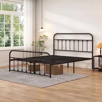Closadin Classic Metal Platform Bed Frame with Headboard and Footboard