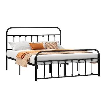 Closadin Classic Metal Platform Bed Frame with Headboard and Footboard