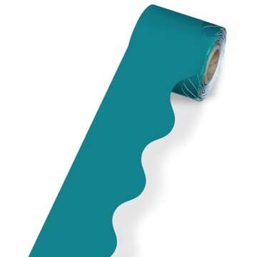 Carson Dellosa 36 Ft Scalloped Teal Bulletin Board Borders, Classroom Borders for Bulletin Board, White Board, Cork Board, Locker, and Classroom Décor, Bulletin Board Trim