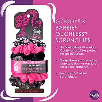 Goody x Barbie Ouchless Hair Scrunchies - Limited Edition 6 Pack
