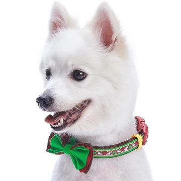 Blueberry Pet Christmas Adjustable Dog Collar with Bow Tie