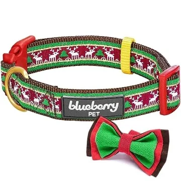 Blueberry Pet Christmas Adjustable Dog Collar with Bow Tie