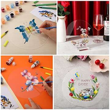 10 Pieces Clear Acrylic Circle Sheet Acrylic Round Disc Acrylic Circle Blank Plastic Disc Ornaments for Cake Holders Coasters Picture Frame Painting Art Project DIY Crafts Protection(8 Inches)