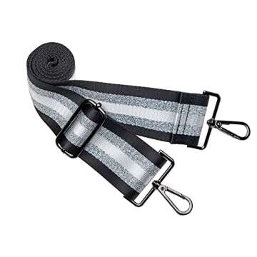 WanderFull Original HydroBag | Quilted Water Bottle Holder Crossbody Bag with Pockets and Strap | Carry 32 oz Water Bottle, Tumbler, Phone, Purse | Glossy White, Striped Strap