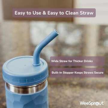 WeeSprout 2-in-1 Drinking Cup for Kids, (8 oz Pink) Durable Stainless Steel Tumbler for Smoothies, S...