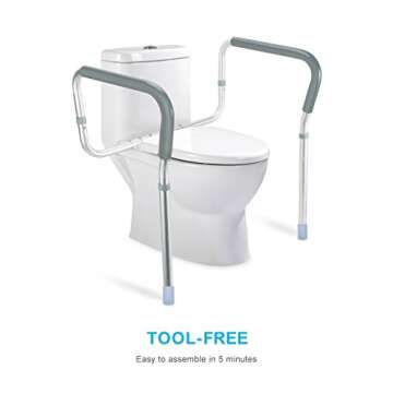 OasisSpace Toilet Rail - Medical Bathroom Safety Frame for Elderly, Handicap and Disabled - Adjustab...