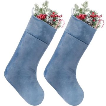 Juinipe Blue Velvet Christmas Stockings for Holiday Cheer