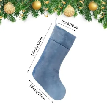 Juinipe Blue Velvet Christmas Stockings for Holiday Cheer