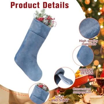 Juinipe Blue Velvet Christmas Stockings for Holiday Cheer