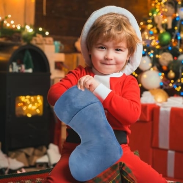 Juinipe Blue Velvet Christmas Stockings for Holiday Cheer