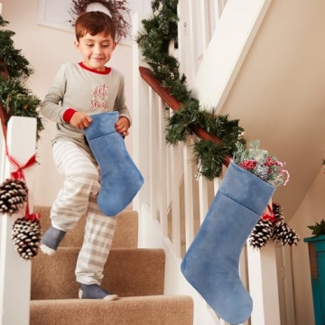 Juinipe Blue Velvet Christmas Stockings for Holiday Cheer