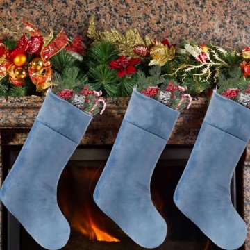 Juinipe Blue Velvet Christmas Stockings for Holiday Cheer