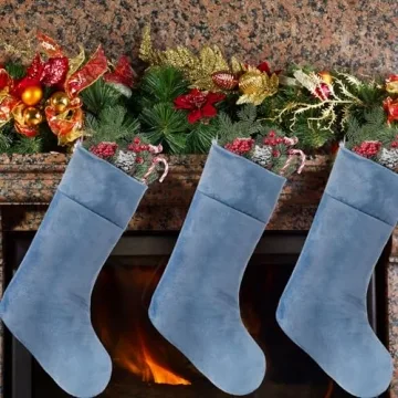 Juinipe Blue Velvet Christmas Stockings for Holiday Cheer