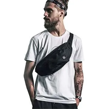 Fanny Packs for Women & Men Unisex Waist Bag Pack with Headphone Jack and Zipper Adjustable Strap Bl...