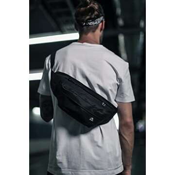 Fanny Packs for Women & Men Unisex Waist Bag Pack with Headphone Jack and Zipper Adjustable Strap Black Fanny Pack for Outdoors & Gym (fanny pack).