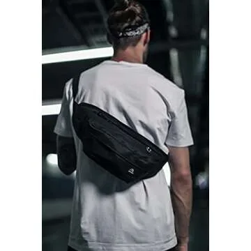 Fanny Packs for Women & Men Unisex Waist Bag Pack with Headphone Jack and Zipper Adjustable Strap Black Fanny Pack for Outdoors & Gym (fanny pack).