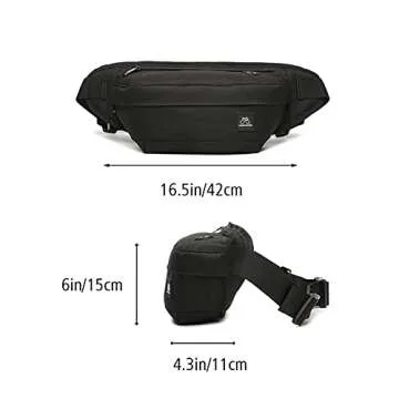 Fanny Packs for Women & Men Unisex Waist Bag Pack with Headphone Jack and Zipper Adjustable Strap Black Fanny Pack for Outdoors & Gym (fanny pack).