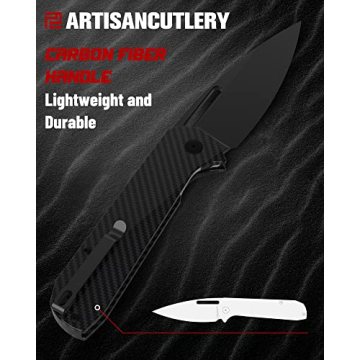 ARTISANCUTLERY EDC Folding Pocket Knife with Carbon Fiber Handle