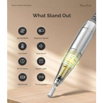 MelodySusie Professional Nail Drill 30000RPM Wireless