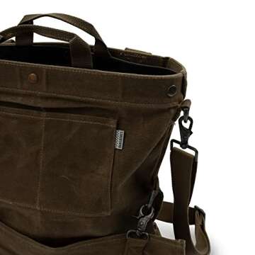 Barebones Harvesting and Gathering Bag - Foraging, Harvest and Fruit Picking Bag with Convertible Straps - Water-Resistant Waxed Canvas Gardening Tool Bag (Dark Khaki)