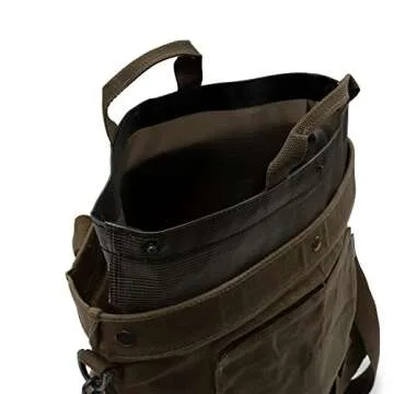 Barebones Harvesting and Gathering Bag - Foraging, Harvest and Fruit Picking Bag with Convertible Straps - Water-Resistant Waxed Canvas Gardening Tool Bag (Dark Khaki)