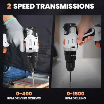 LIGO 20V Cordless Drill Driver with Impact, 25+1+1 Torque Setting, 1/2 Inch, 2 Speed, with 2.0Ah Battery and Fast Charger