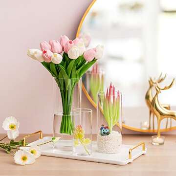 Glass Cylinder Vases Set of 30, Hewory Tall Clear Vase for Centerpieces, Glass Candle Holders for Pillar Floating Candles, Hurricane Wedding Vases for Home Decor (Not Include Flower and Candle)