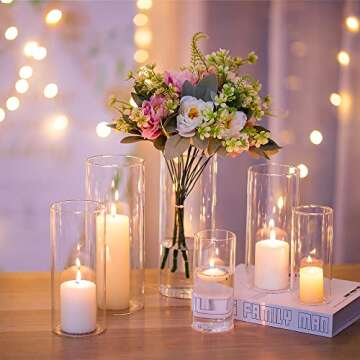 Glass Cylinder Vases Set of 30, Hewory Tall Clear Vase for Centerpieces, Glass Candle Holders for Pillar Floating Candles, Hurricane Wedding Vases for Home Decor (Not Include Flower and Candle)