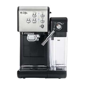 Mr. Coffee Programmable Espresso & Cappuccino Machine with Automatic Milk Frother & 19-Bar Pump, Sta...