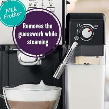 Mr. Coffee Programmable Espresso & Cappuccino Machine with Automatic Milk Frother & 19-Bar Pump, Stainless Steel