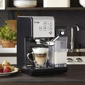 Mr. Coffee Programmable Espresso & Cappuccino Machine with Automatic Milk Frother & 19-Bar Pump, Stainless Steel