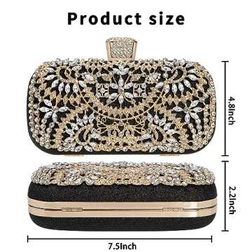Covelin Women's Rhinestone Decorated Evening Bag, Tote Shoulder Crossbody Handbag with Chain Champagne