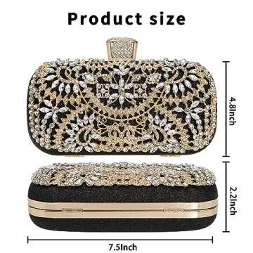 Covelin Women's Rhinestone Decorated Evening Bag, Tote Shoulder Crossbody Handbag with Chain Champagne