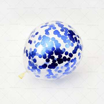 KIRIKOU Pack of 24 Pieces Confetti Balloons 12 Inch Latex Party Balloons for Party Decorations, Wedding, Engagement, Bridal, Birthday and Shower(Blue)