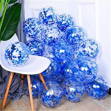 KIRIKOU Pack of 24 Pieces Confetti Balloons 12 Inch Latex Party Balloons for Party Decorations, Wedding, Engagement, Bridal, Birthday and Shower(Blue)