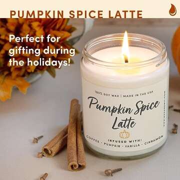 Wax & Wit Pumpkin Spice Fall Candles for Home Scented – Vanilla, Pumpkin, Cinnamon, Clove – Perfect Home Décor Gifts for Autumn, Holiday, Christmas, Winter - 9oz, Soy Wax, 50 Hour Burn