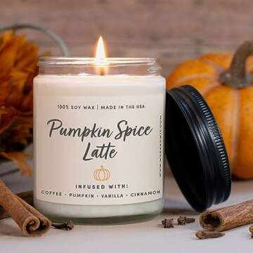 Wax & Wit Pumpkin Spice Fall Candles for Home Scented – Vanilla, Pumpkin, Cinnamon, Clove – Perfect Home Décor Gifts for Autumn, Holiday, Christmas, Winter - 9oz, Soy Wax, 50 Hour Burn
