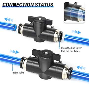 TAILONZ 6mm OD Ball Valve for Air Flow Control