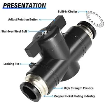 TAILONZ 6mm OD Ball Valve for Air Flow Control