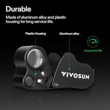 VIVOSUN 30X 60X Illuminated Jewelers Loupe Foldable Magnifier with LED Light for Jewelry Gems Watche...