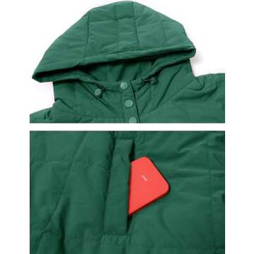AMEBELLE Women's Oversized Hooded Puffer Jacket Quilted Lightweight Winter Warm Pullover Padded Hoodies Coat(2611-Green-M)