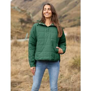AMEBELLE Women's Oversized Hooded Puffer Jacket Quilted Lightweight Winter Warm Pullover Padded Hoodies Coat(2611-Green-M)