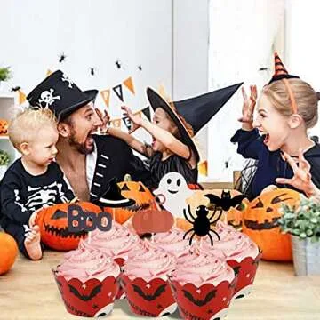 Halloween Cupcake Toppers & Wrappers - 24Pcs Set