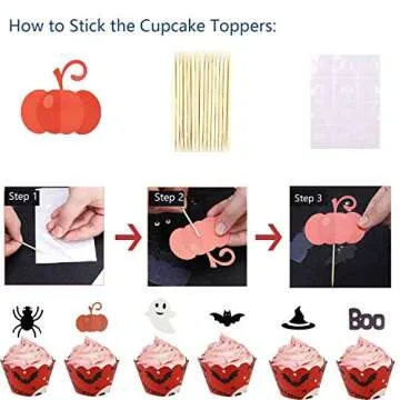Halloween Cupcake Toppers & Wrappers - 24Pcs Set