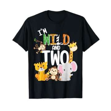 I'm Wild and Two Zoo Theme Birthday Safari Jungle Animals T-Shirt
